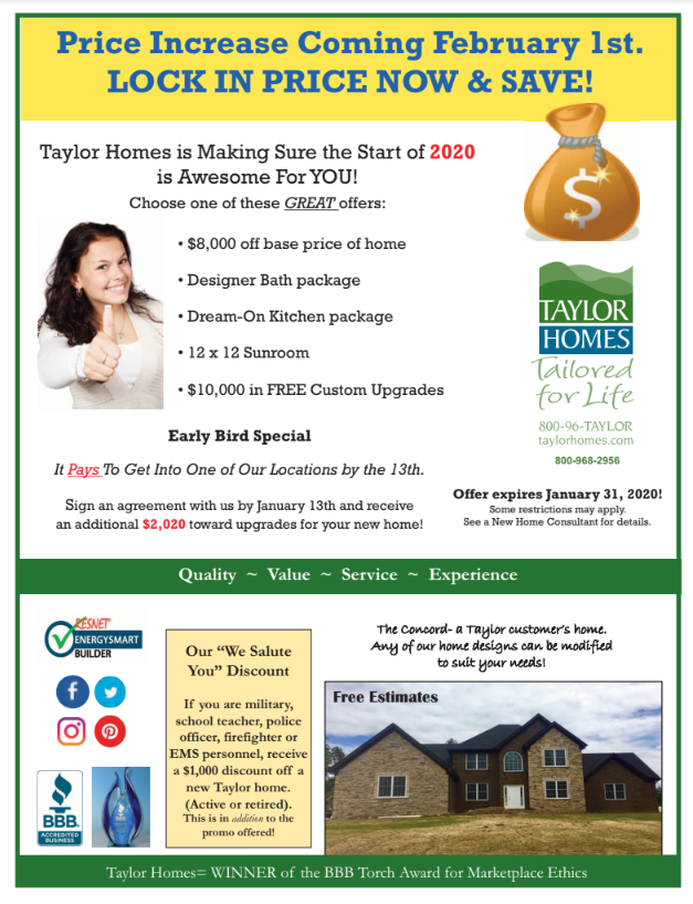 New Year, New Deals! January 2020 Promotions From Taylor Homes Untitled