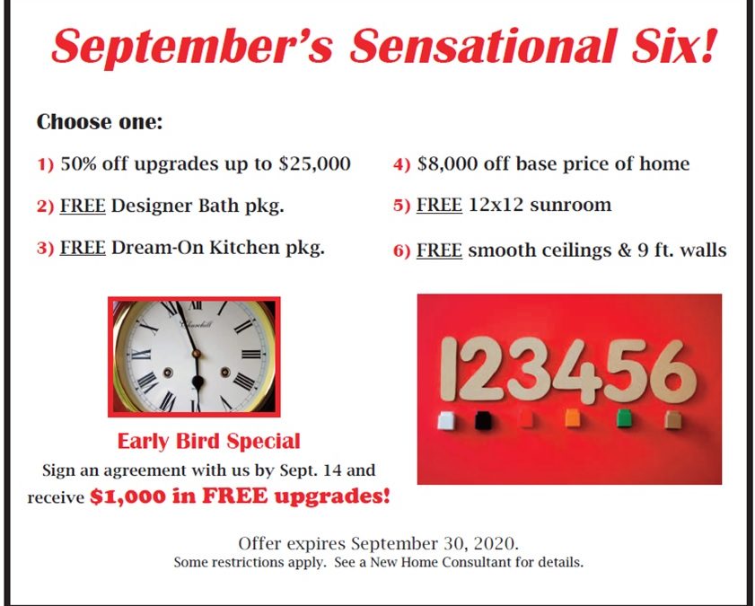 Sensational September Deals | September 2020 Specials | Taylor Homes
