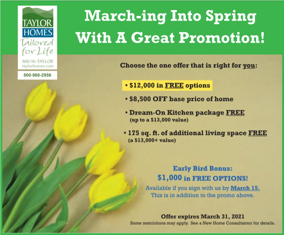 March 2021 Specials | Taylor Homes Th March 2021 Promo