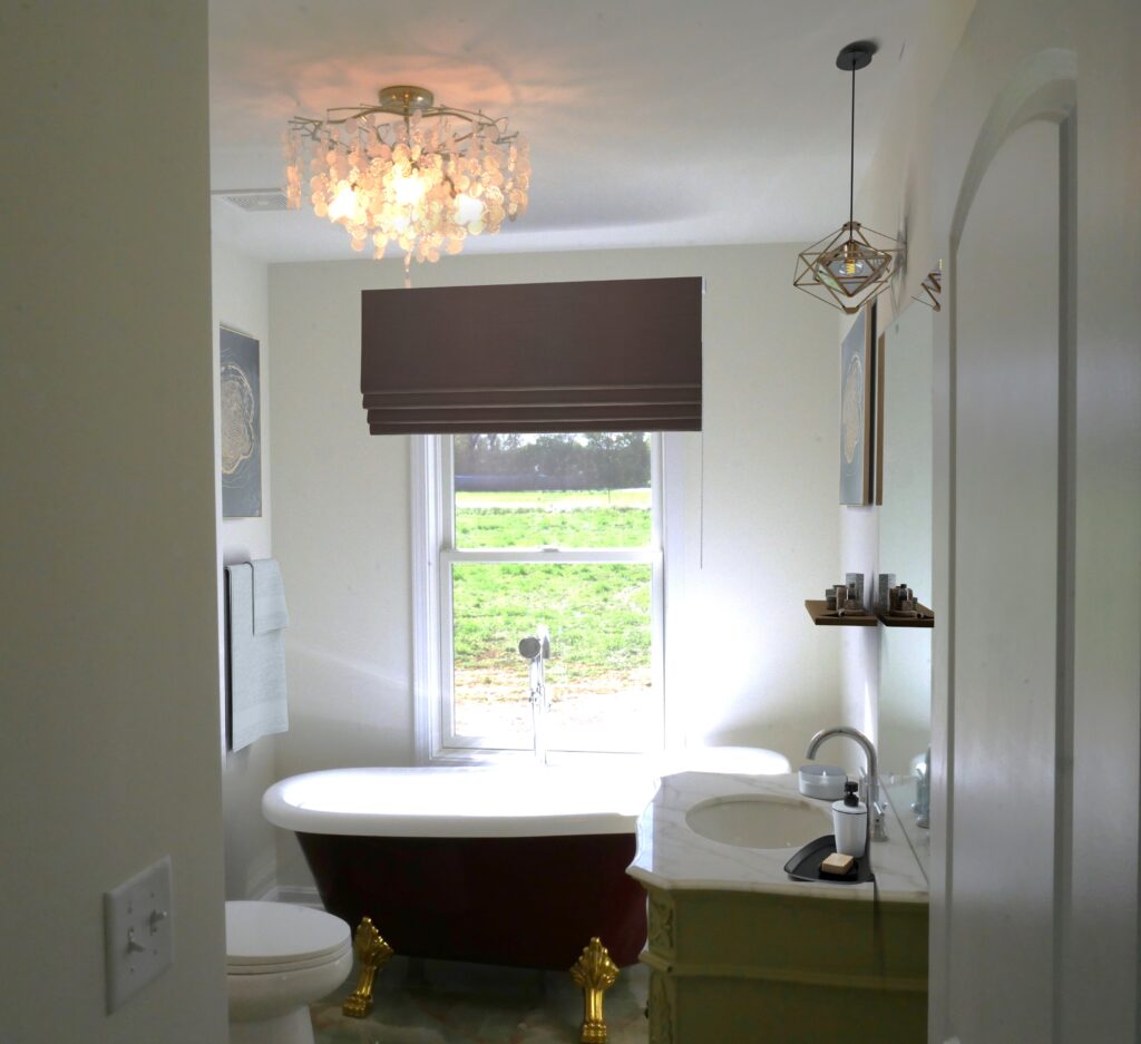 Discover The Hanover Floorplan: The Perfect Home For Narrow Lots Mckee Bathroom Staged