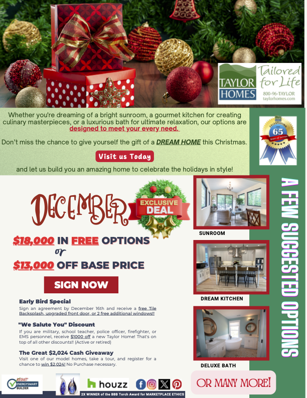 Gift Yourself A New Home December Taylor Homes Promo 1