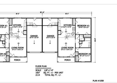 Duplex Home Designs 1058 Floor Plan