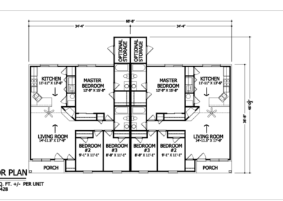 Duplex Home Designs 2428 Floor Plan